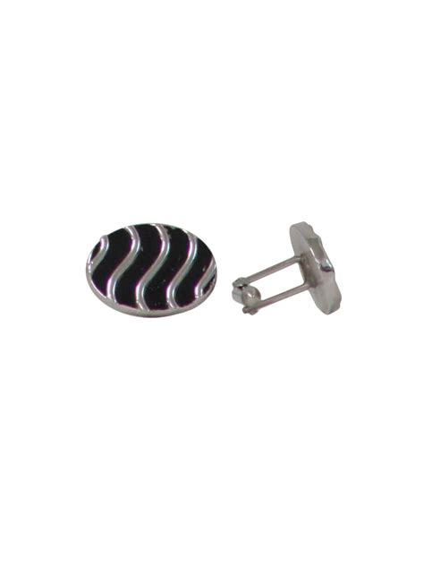 Retro S Cufflinks Swank S Swank Mens Black And Silver Tone