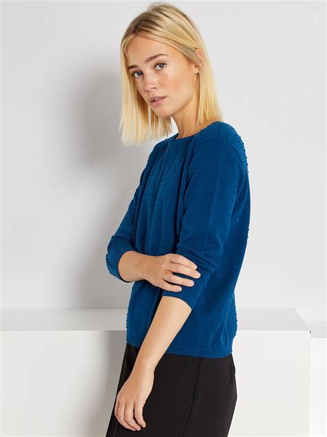 Pull maille texturée bleu Kiabi 15 00