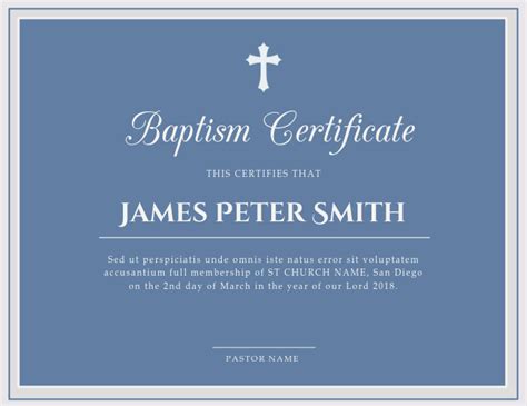 Contemporary Church Baptism Certificate Template Postermywall