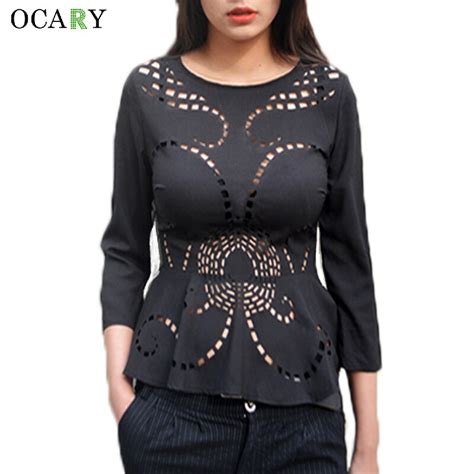 Hollow Out Sexy Women Shirts Vintage Blusas Mujer Spring Summer Blouse