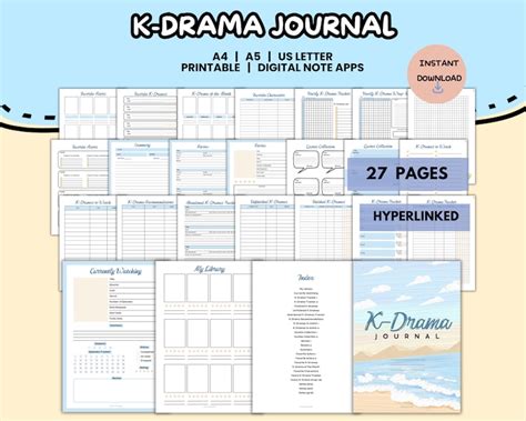 Digital Kdrama Journal Printable K Drama Planner Goodnotes And Notability Template Pdf Ipad Korean