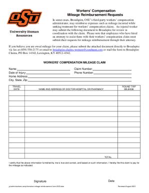 Fillable Online Hr Okstate Broadspire Mileage Reimbursement Form Fill