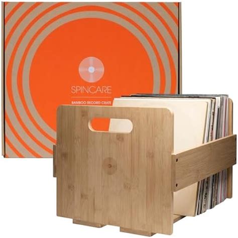 Spincare Vinyl Schallplatten Aufbewahrungskiste Premium Bambus Holz Box