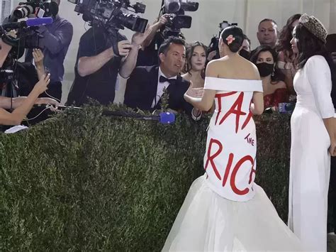 Alexandria Ocasio Cortez Under Investigation For 2021 Tax The Rich Met Gala Dress