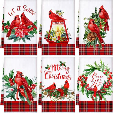 Amazon Pcs Christmas Kitchen Towels Cardinal Bird Christmas Hand