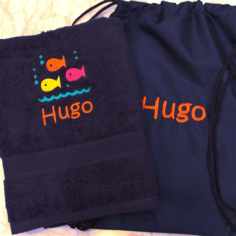 Personalised Swim Towel With Bag Fish Swimming Towel Set