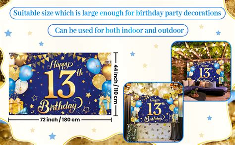 Amazon.com: KatchOn, XtraLarge Blue and Gold Happy 13th Birthday Banner ...