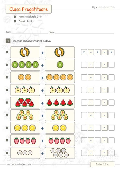 Clasa Pregătitoare Adunări în intervalul 0 10 VB Learning Hub