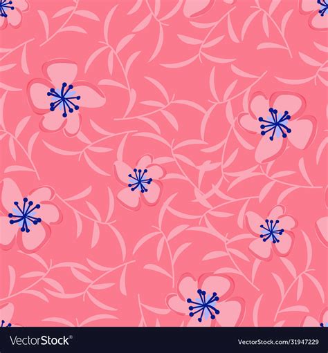 Seamless Floral Pattern With Hand Drawn Apple Vector Image