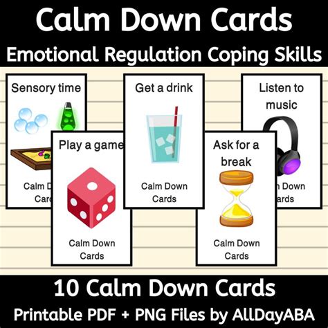 Calm Down Cards For Aba Special Education Emotional Regulation