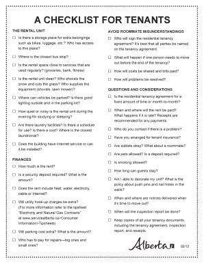 Fillable Online A Checklist For Tenants Fax Email Print Pdffiller