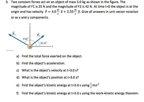 Solved Two Constant Forces Act On An Object Of Mass Kg Chegg