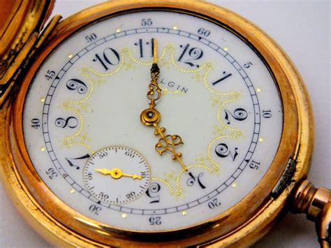 Antique Pocket Watch Elgin Usa 14k Solid Gold Full Hunter Ornate Case 15 Jewels Pocket Watch