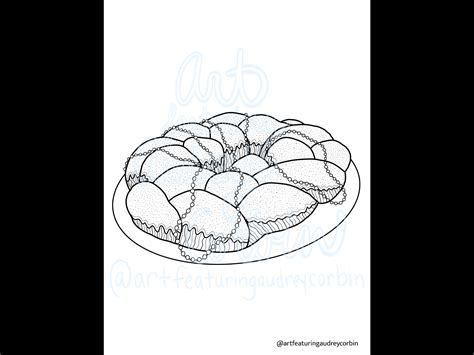 King Cake Mardi Gras Coloring Page for Kids and Adults Instant Download Coloring Page Digital ...