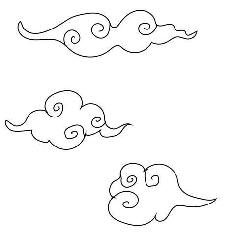 Japanese Clouds, Japanese Drawing, Clouds Drawing, Japanese Sketch PNG and Vector with ...