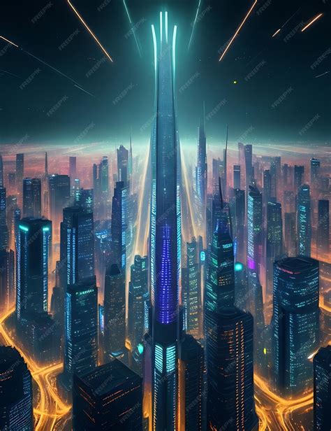 Premium Ai Image A Futuristic Cityscape Of Gleaming Towers Or Future