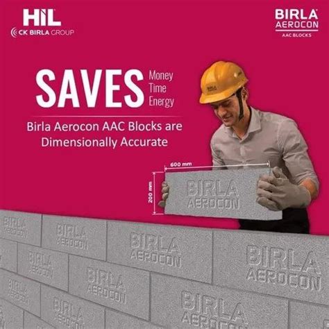 Rectangular Autoclaved Aerated Concrete Aac Birla Aerocon Blocks Inch