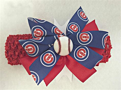 Chicago Cubs Baby Girl Boutique Bow Crocheted Headband Etsy