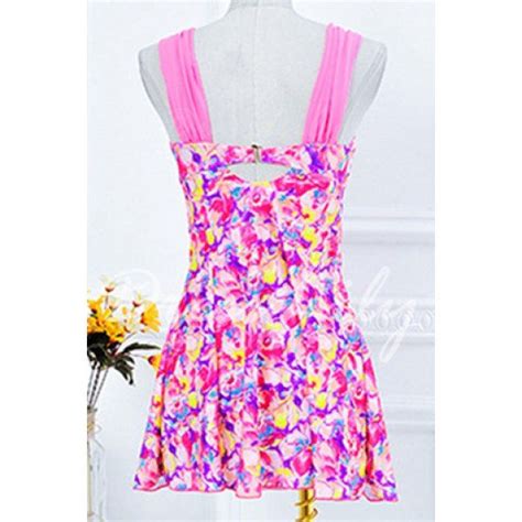 Trendy Womens Sweetheart Neckline Push Up Floral Print One Piece