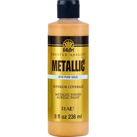 Folkart Metallic Acrylic Craft Paint Metallic Finish Pure Gold 8 Fl