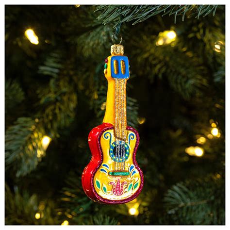 Mexican acoustic guitar blown glass Christmas tree decoration 10 cm ...