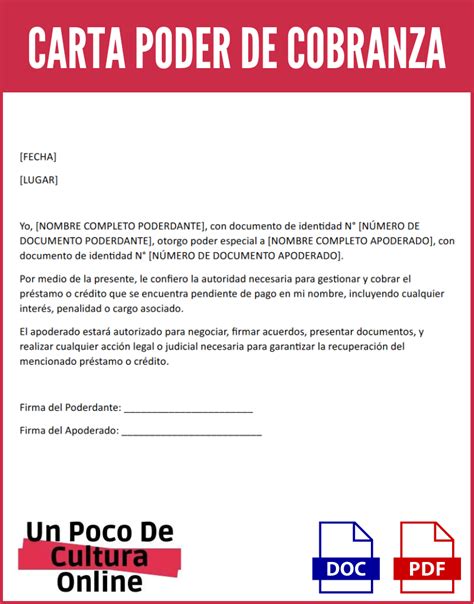 Carta Poder De Cobranza Ejemplos Y Modelos Para Descargar