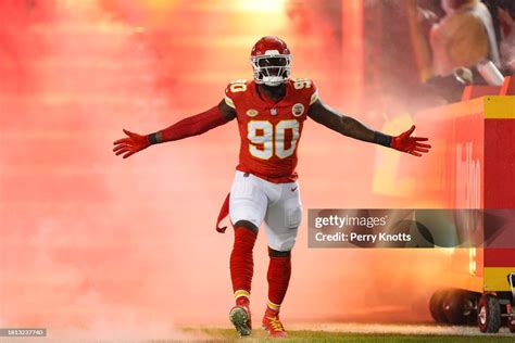 Charles Omenihu Of The Kansas City Chiefs Runs Out Of The Tunnel