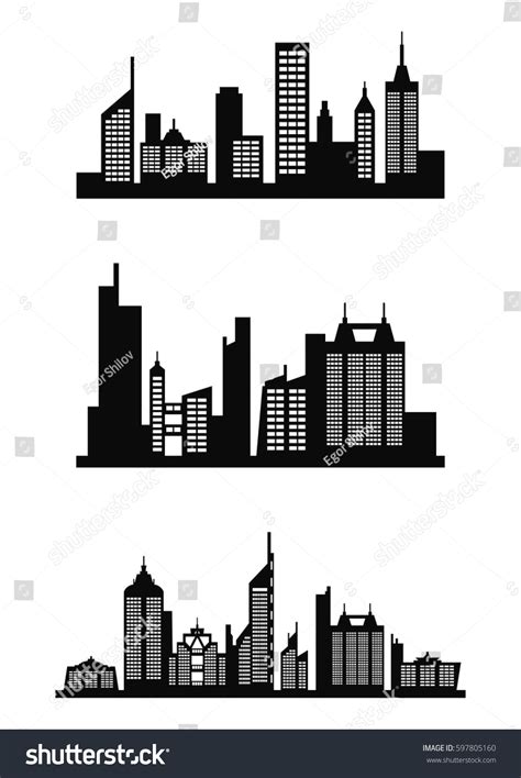 Vector City Silhouette Stock Vector Royalty Free 597805160 Shutterstock