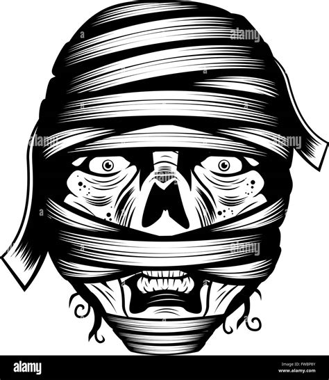 A Black And White Illustration Of A Mummy Face Stock Vector Image And Art