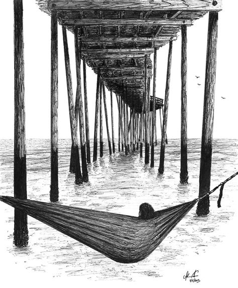 Hammock Under The Pier Drawing by Adam Vereecke - Fine Art America