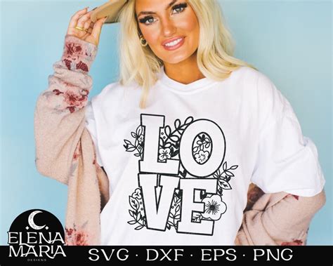 Valentines Svg Love Floral Shirt Svg EPS Png Clip Art Cricut Etsy