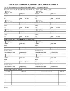 Fillable Online Sos Idaho FORM SL 2 Use This Form For Information Which