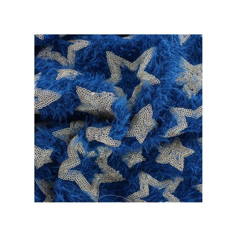 Tissu Maille étoiles paillettes bleu canard