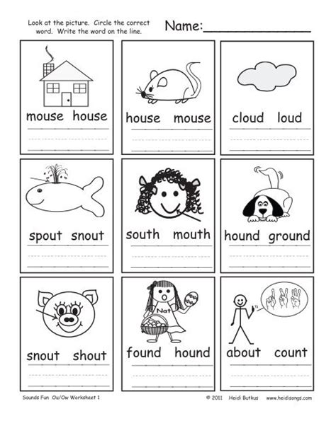 Ou Ow Sounds Fun Worksheets Heidi Songs Worksheets Library