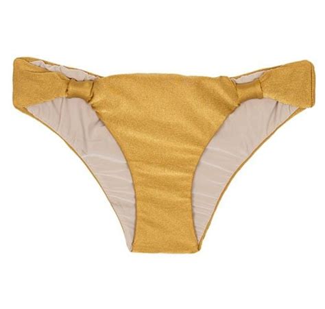 Gold Sliding Bikini Bottom With Fabric Rings Calcinha Gold Cortinao