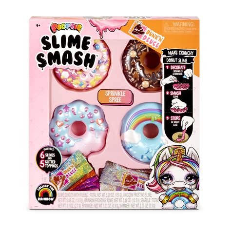 Poopsie Slime Smash Sprinkle Spree with Crunchy Glitter Slime & 4 Donut Shaped Storage Cases (6 ...