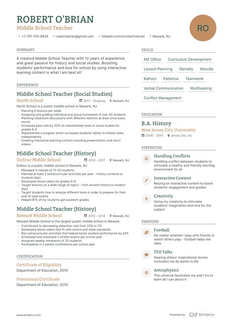 5 Middle School Teacher Resume Examples And Guide For 2024