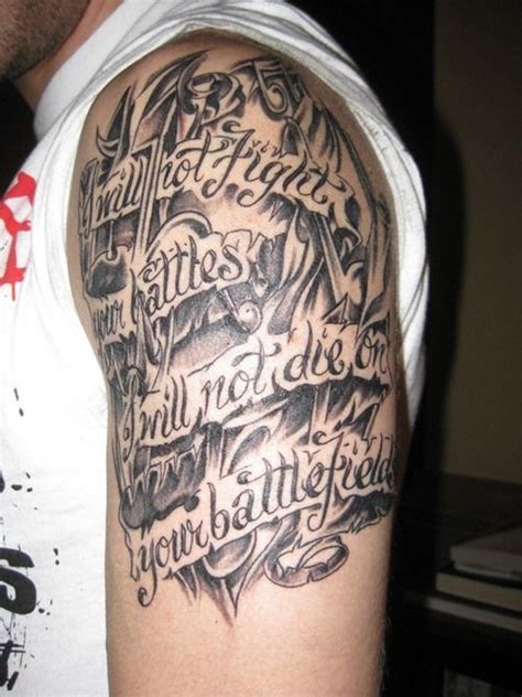 Cool Shoulder Quotes Tattoo Idea For Guys Tattoos For Men Shoulder