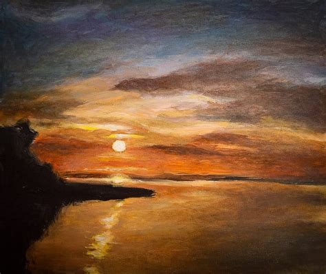 acrylic painting "sunset", Hobbies & Toys, Stationary & Craft, Art ...