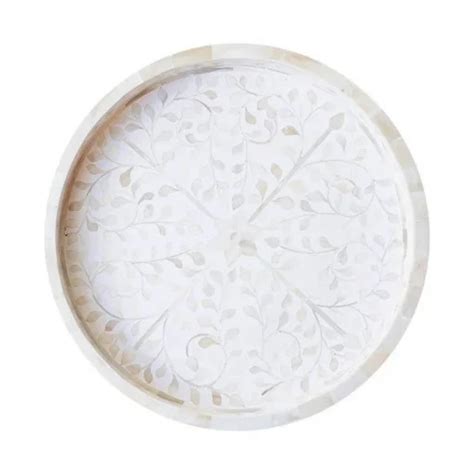 Bone Inlay Handmade Floral Round Tray X X Cm Bone Inlay Australia