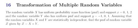 Solved 16 Transformation Of Multiple Random Variables The Chegg