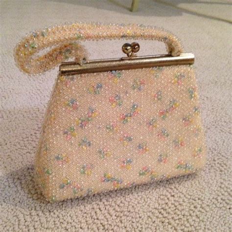 Vintage Pastel Corde Bead Purse Lumured Purse Cream And Etsy