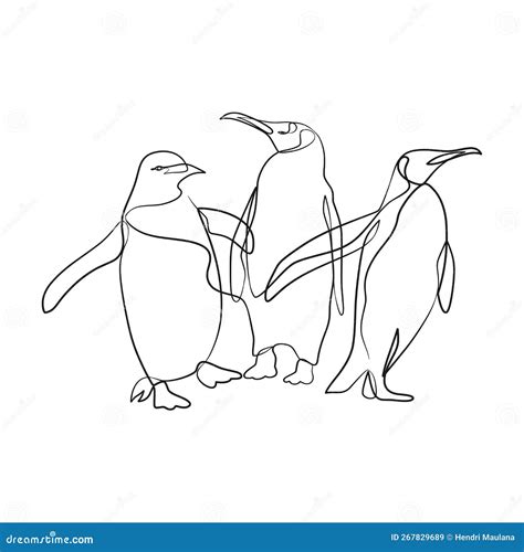 Disegno Di Una Linea Continua Di Un Pinguino Illustrazione Vettoriale