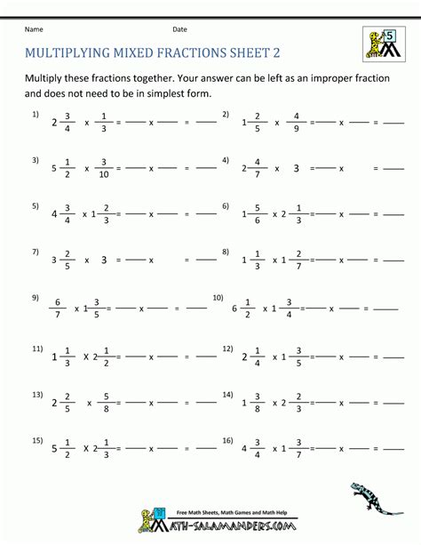 Multiplying Mixed Fractions — Db