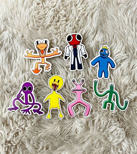 Rainbow Friends Stickers Pack of 7 , Stickers for Kids Waterproof Stickers for Water Bottle or ...