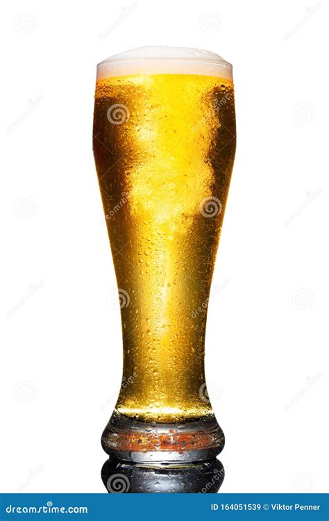 Glass Of Beer Isolated On White Background Stock Image Image Of Closeup Light 164051539