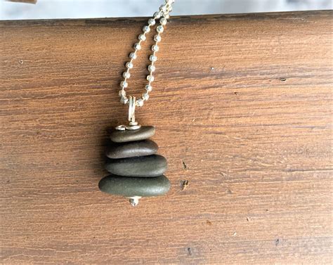 Natural Stone Jewelry Beach Stone Cairn Necklace Vacation Travel ...