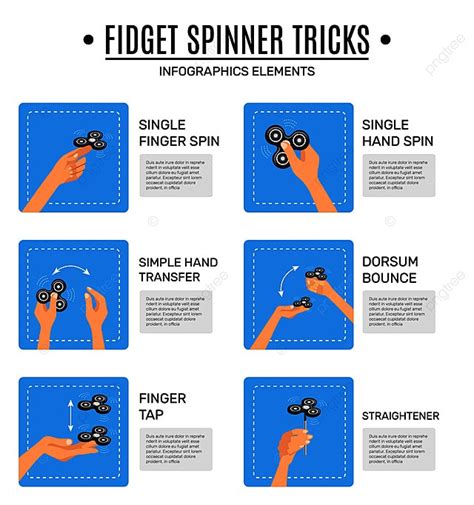 Fidget Spinner Stress Relieving Toy Tricks Infographic Elements ...