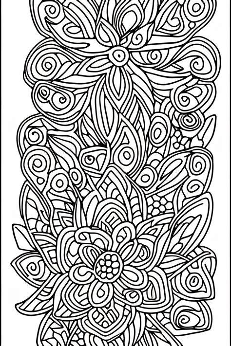 Flower Folk Art Coloring Page Black And White · Creative Fabrica