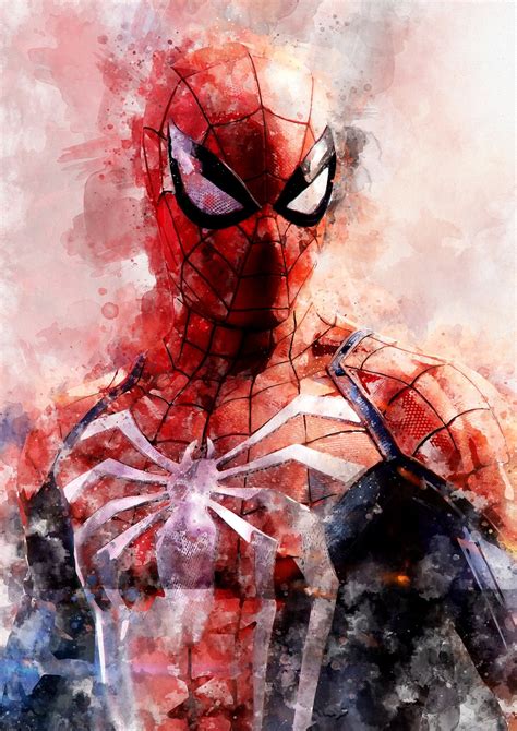 Spiderman Aquarelle Dition By Andrea Boriani Print Artsper